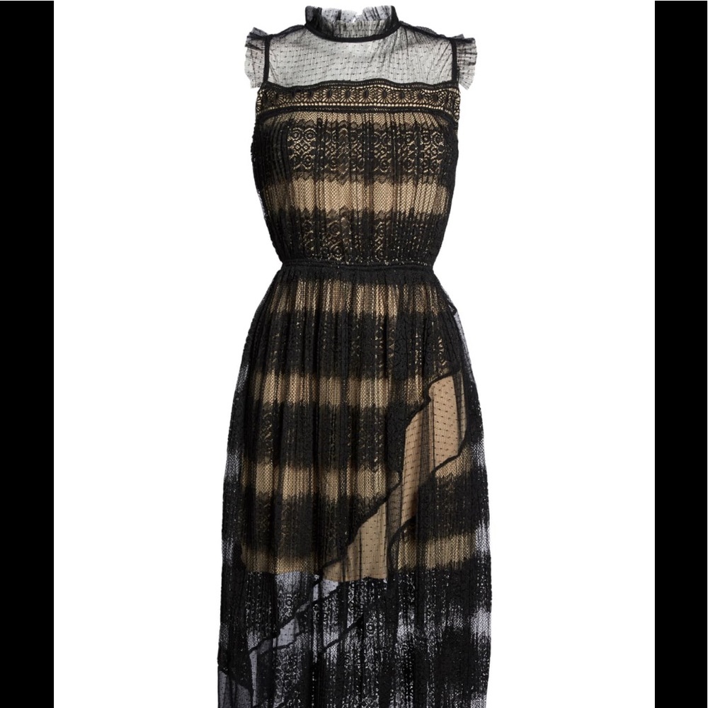 Nordstrom Chelsea 28 Black Lace Mixed Media Dress